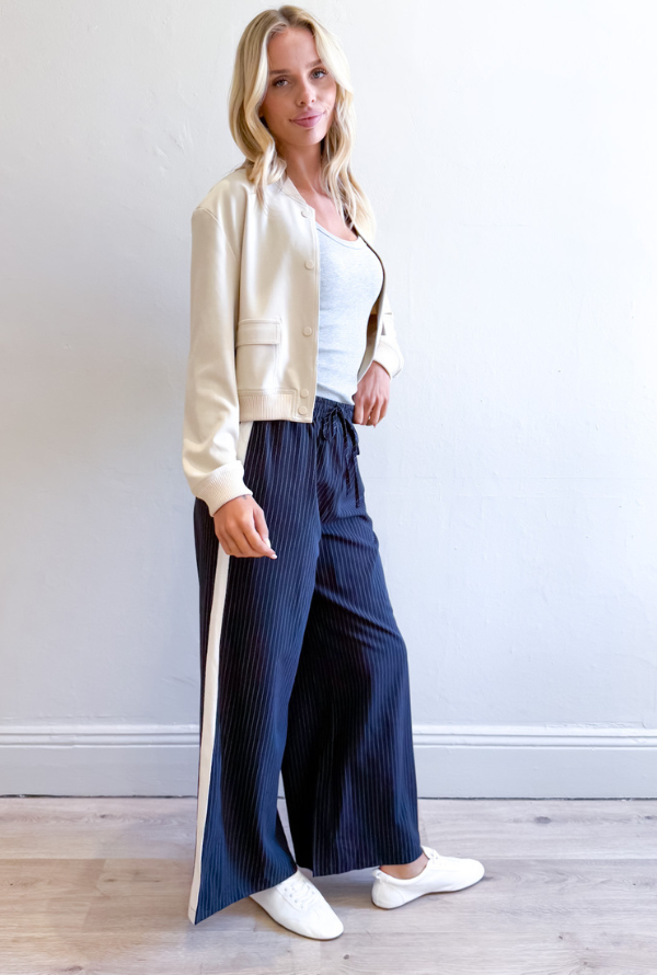 Ciera Pinstripe Pants - Navy