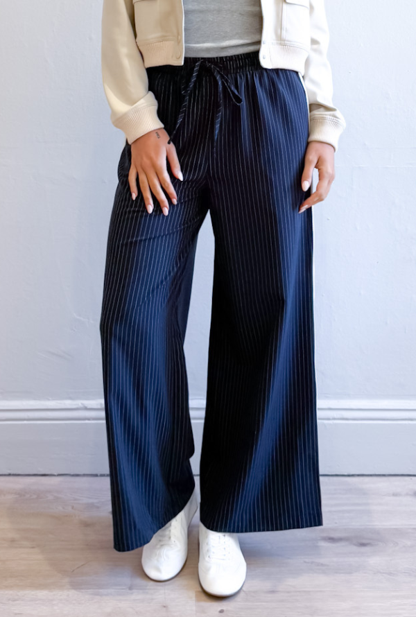 Ciera Pinstripe Pants - Navy