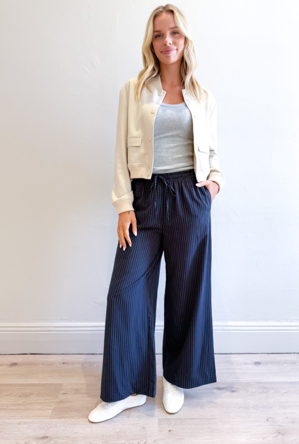 Ciera Pinstripe Pants - Navy