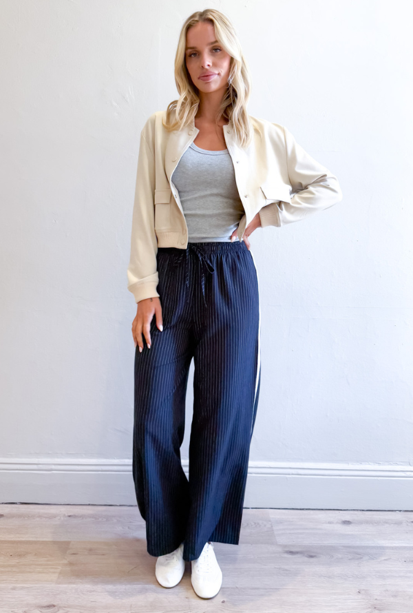 Ciera Pinstripe Pants - Navy
