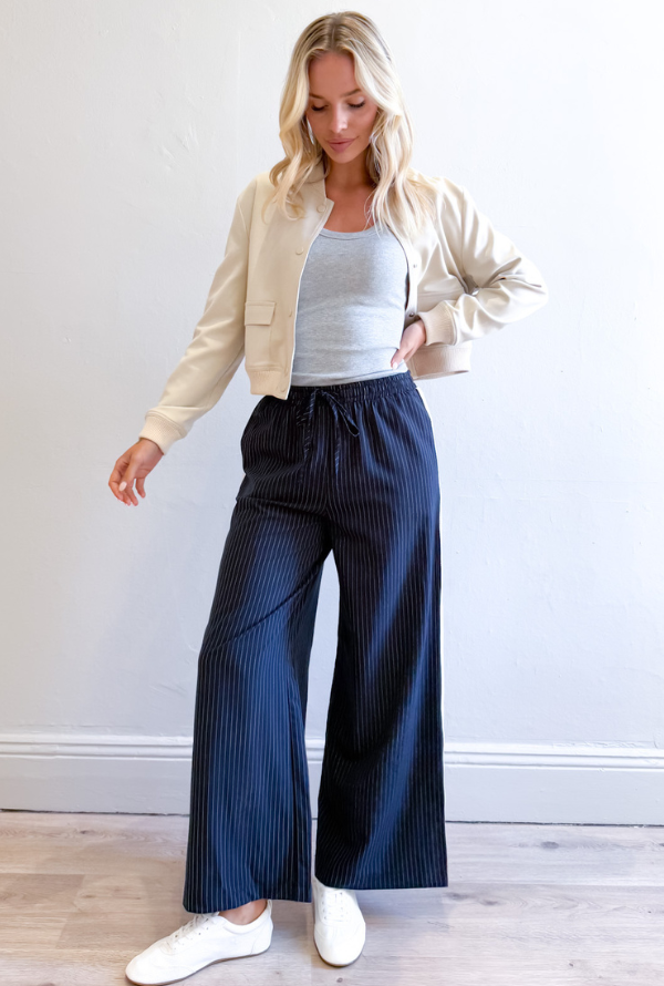 Ciera Pinstripe Pants - Navy