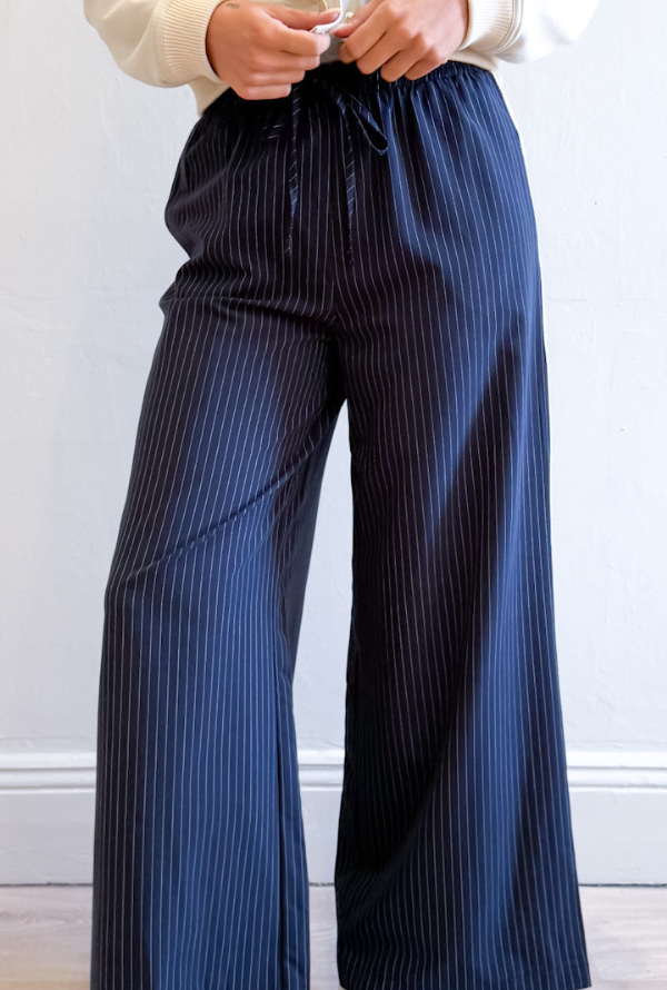 Ciera Pinstripe Pants - Navy