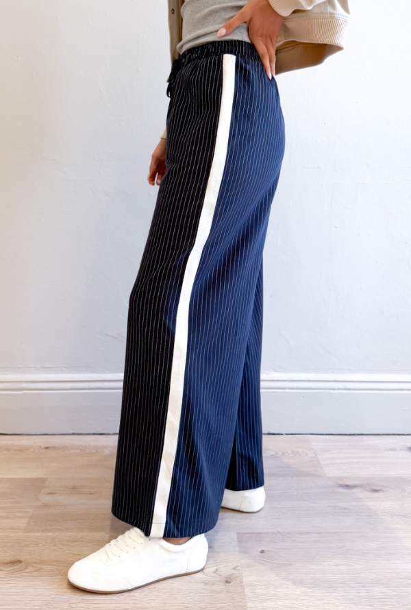 Ciera Pinstripe Pants - Navy