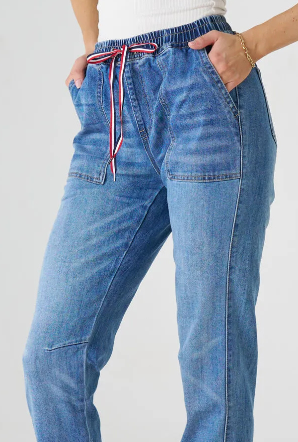 Stacey Denim Jogger - Mid Blue