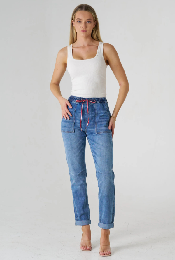 Stacey Denim Jogger - Mid Blue