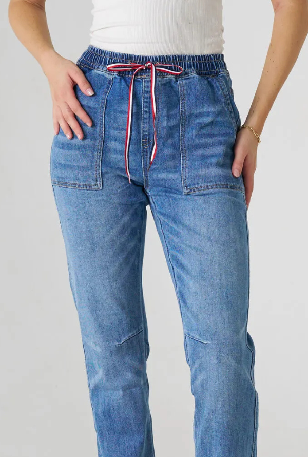 Stacey Denim Jogger - Mid Blue