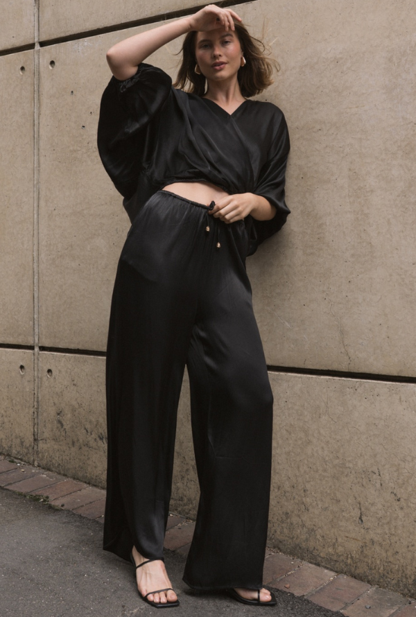 Valari Satin Pants - Black