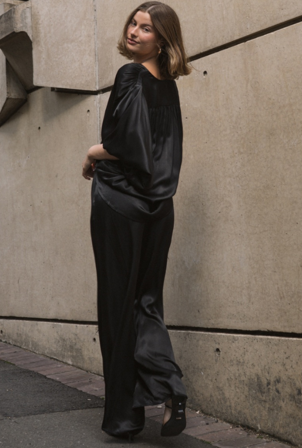 Valari Satin Pants - Black
