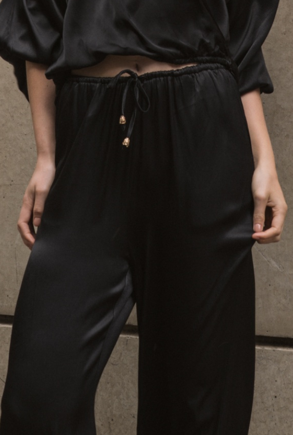 Valari Satin Pants - Black