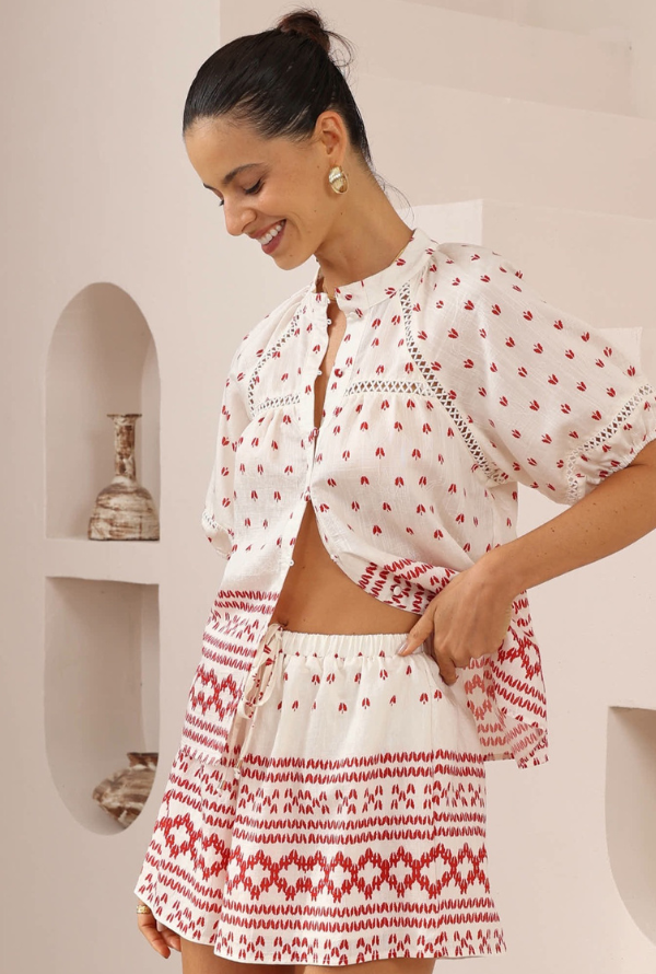 Teresa Shirt - White/Red
