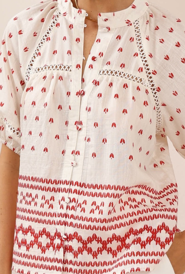 Teresa Shirt - White/Red