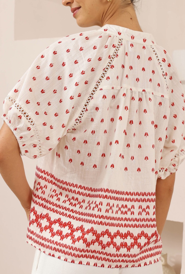 Teresa Shirt - White/Red