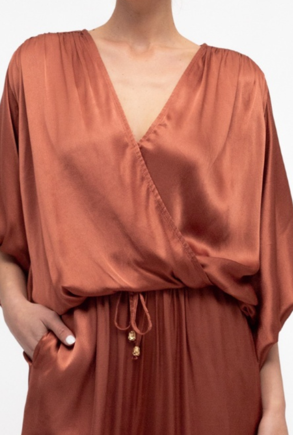Lara Cross Over Blouse - Rust