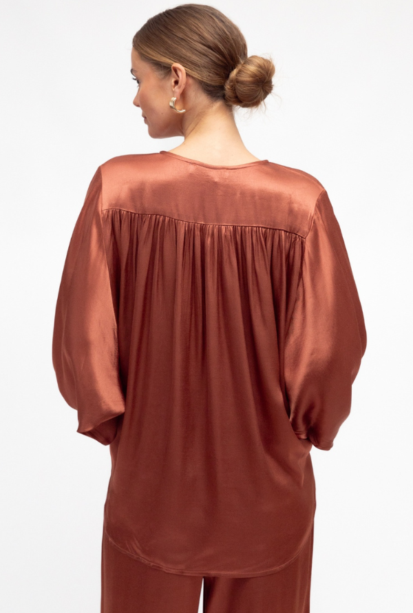 Lara Cross Over Blouse - Rust