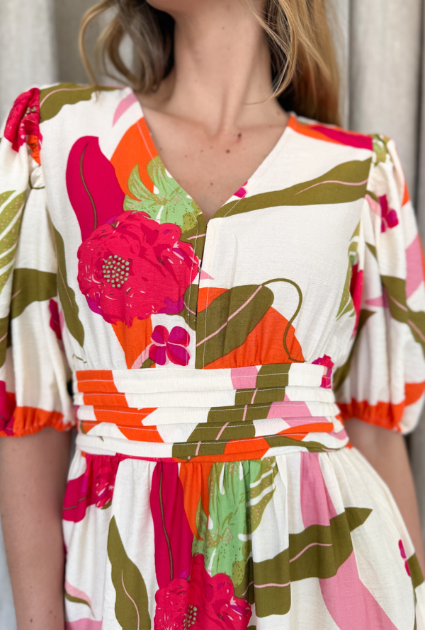 Botanical Midi Dress - Red