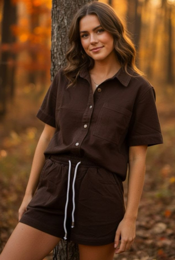 Olivia Denim Short - Chocolate