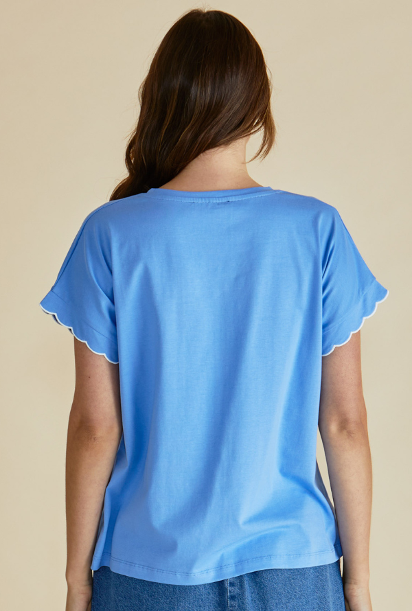 Sloan Scallop Tee - Cornflower Blue