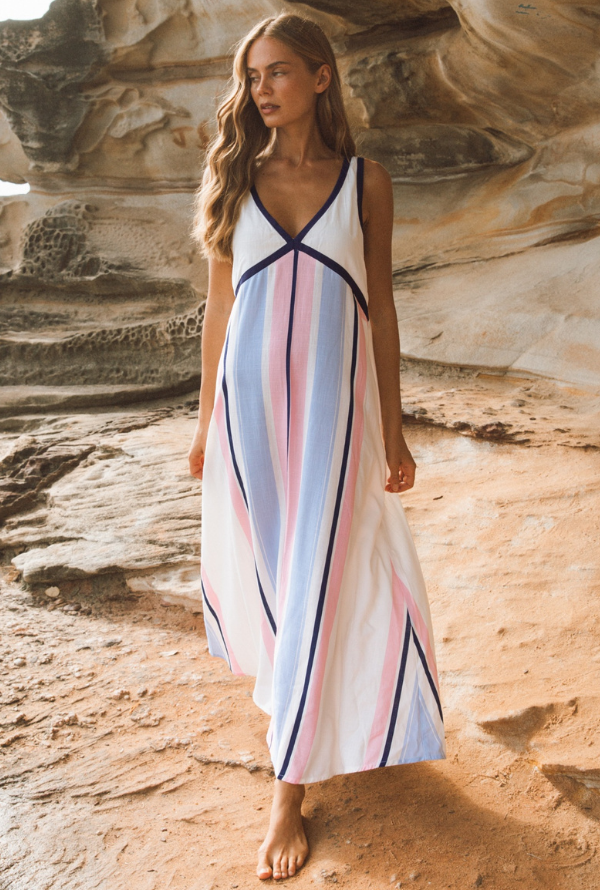 Pastelle Maxi Dress - Pink and Blue
