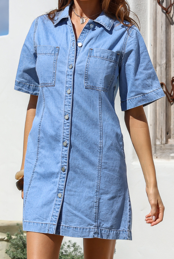 Margot Denim Dress - Light Blue Denim