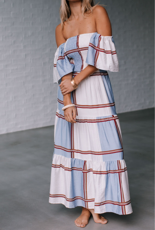 Ambre Maxi - White/Blue/Burgundy