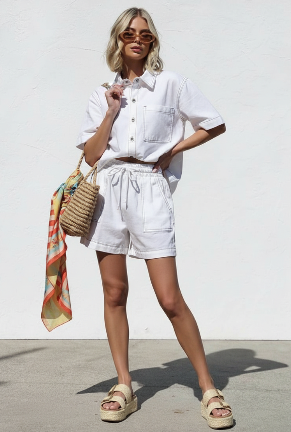 Olivia Denim S/S Shirt - White