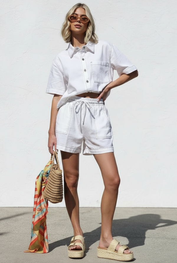 Olivia Denim S/S Shirt - White