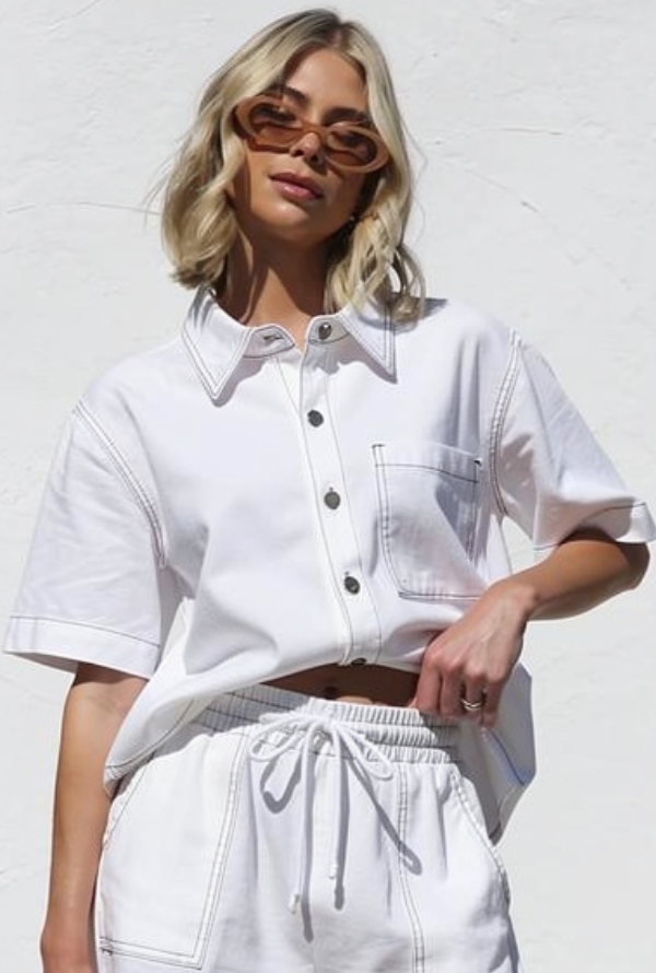 Olivia Denim S/S Shirt - White