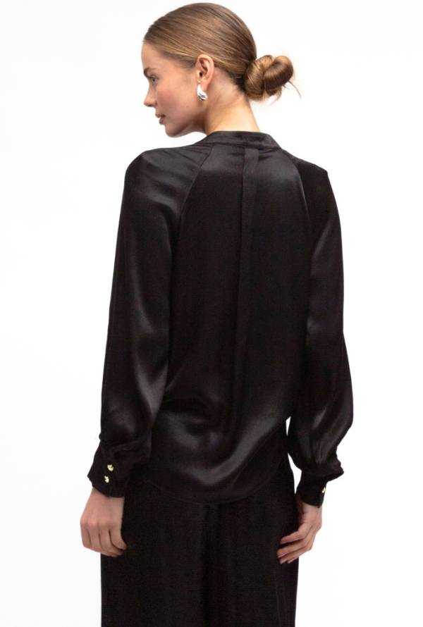 Valari Satin Blouse - Black