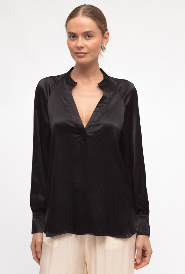 Valari Satin Blouse - Black
