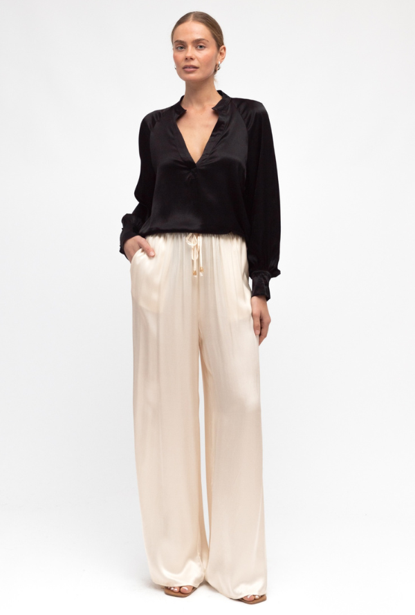 Valari Satin Blouse - Black