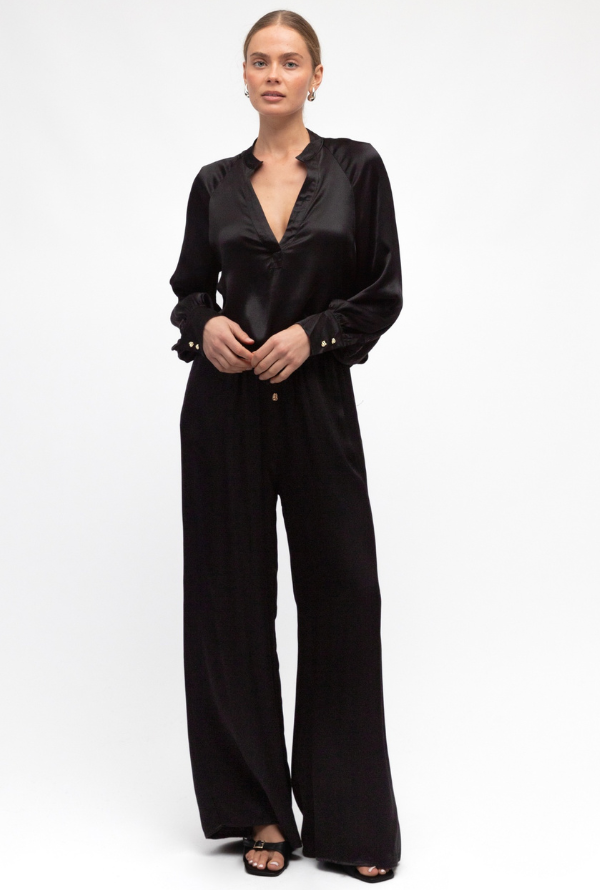 Valari Satin Blouse - Black