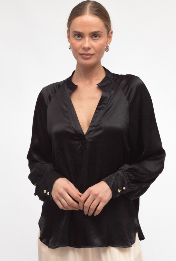 Valari Satin Blouse - Black