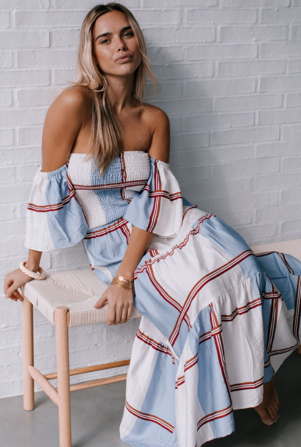 Ambre Maxi - White/Blue/Burgundy