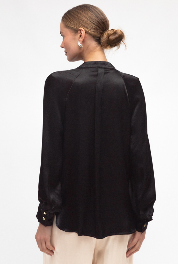 Valari Satin Blouse - Black
