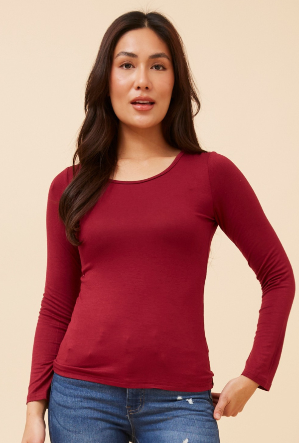 Bianca L/S Tee - Burgundy