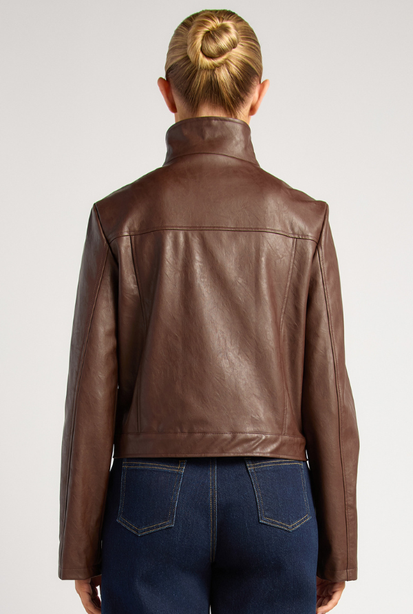 Lennox Faux Leather Jacket - Espresso