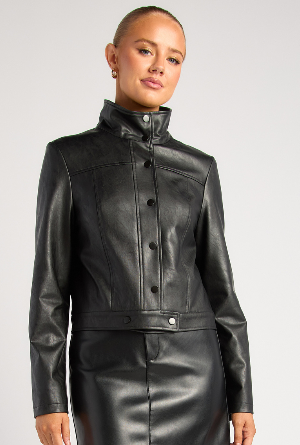 Lennox Faux Leather Jacket - Black