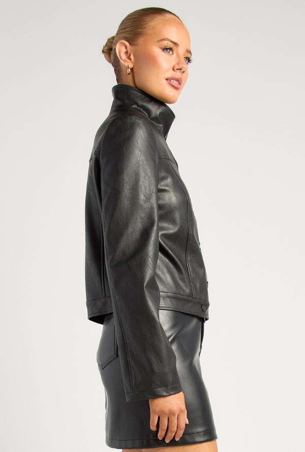 Lennox Faux Leather Jacket - Black