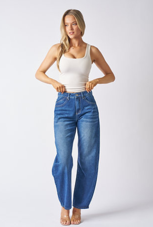 Darcy Barrel Jeans - Blue Denim