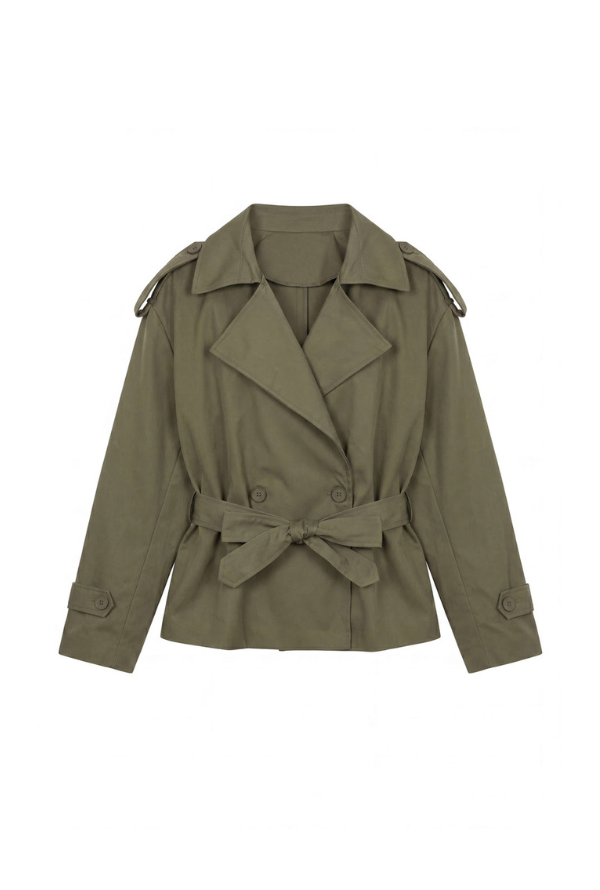 Casey Cropped Trench - Khaki