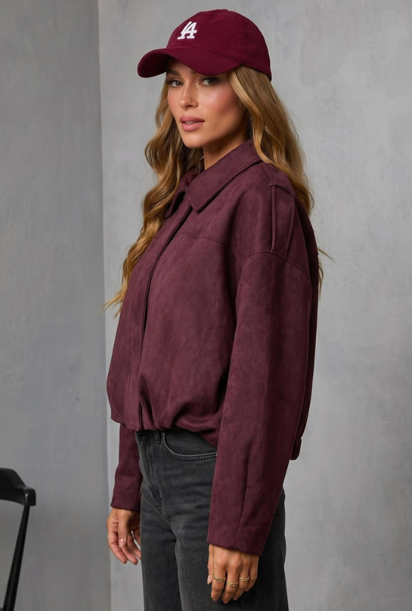 Molly Faux Suede Jacket - Plum