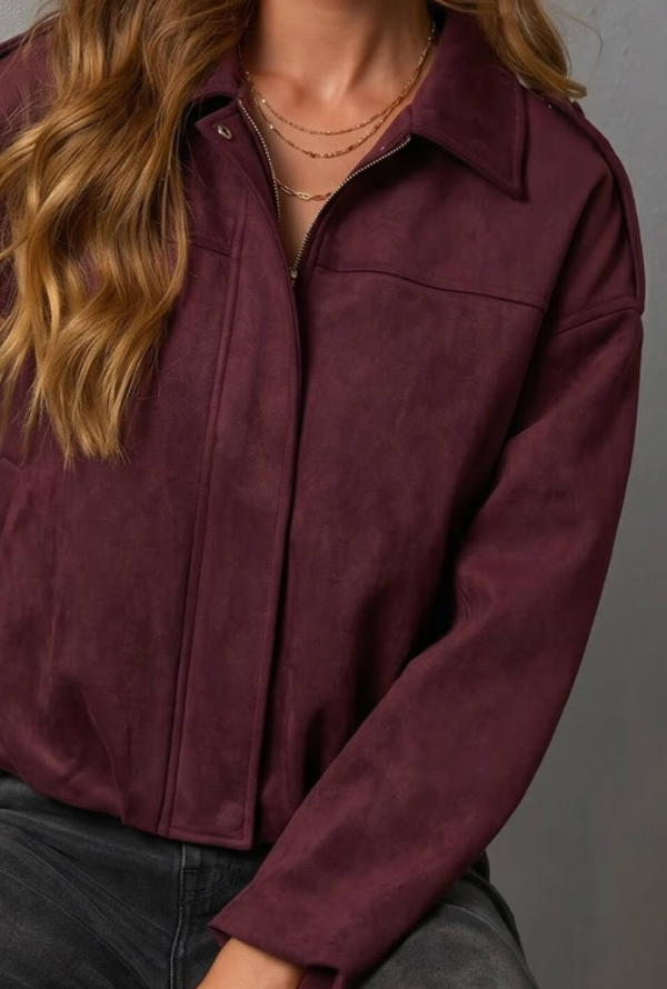 Molly Faux Suede Jacket - Plum