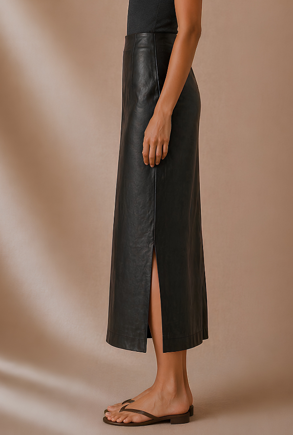 Valentina Faux Leather Skirt - Black