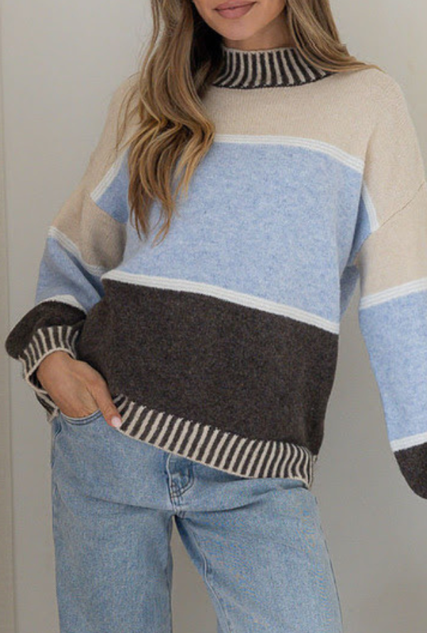 Aspen Knit - Powder Blue / Choc