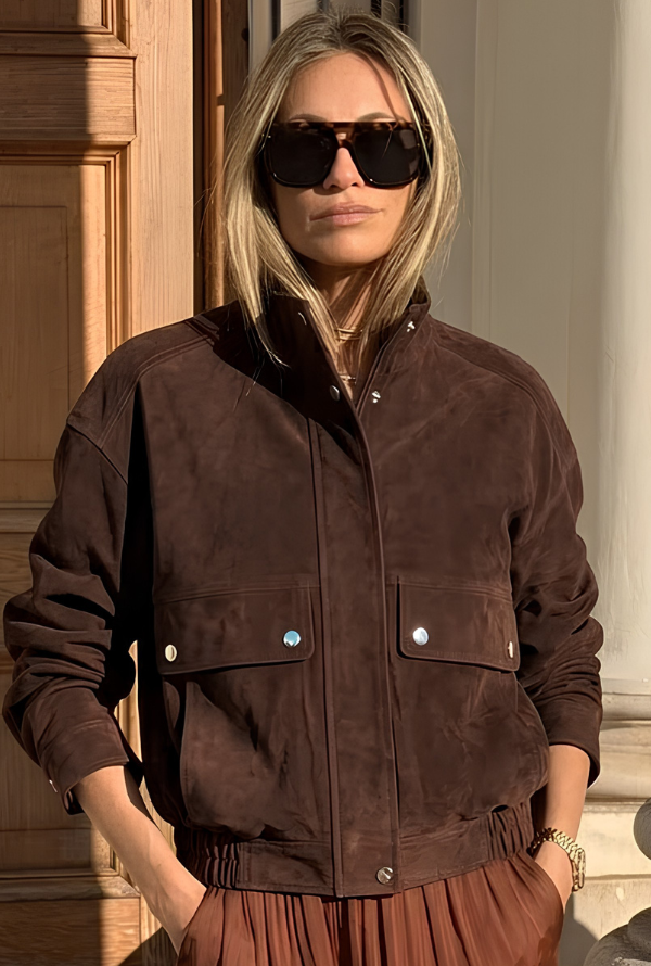 Percy Suede Bomber - Chocolate