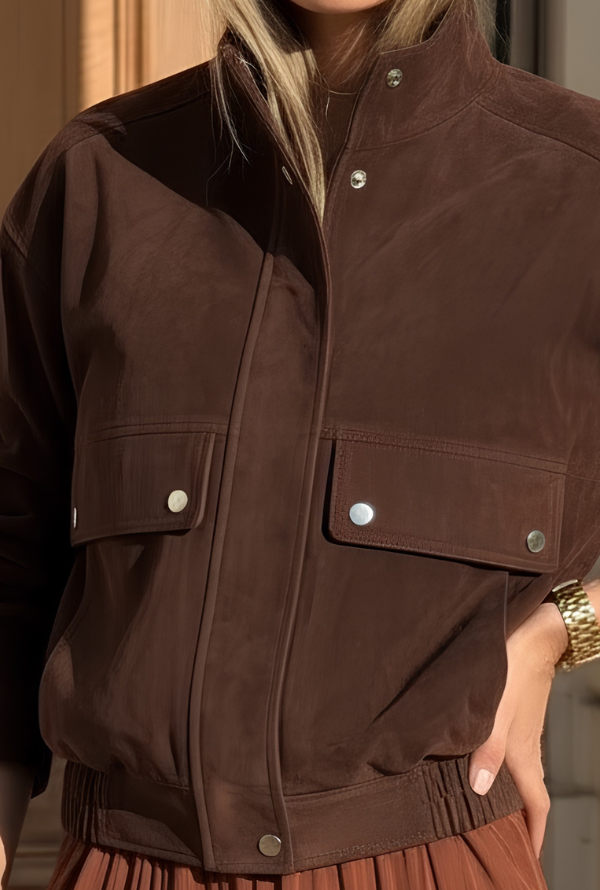 Percy Suede Bomber - Chocolate