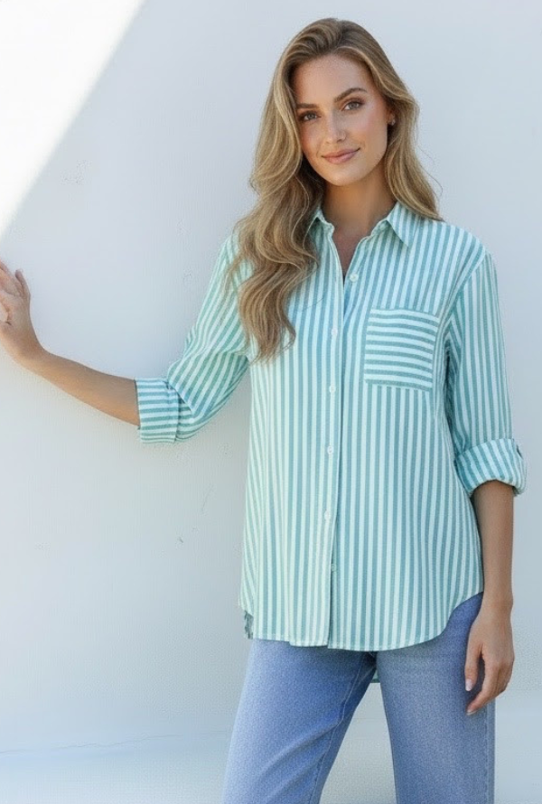 Sienna Shirt - Green/White