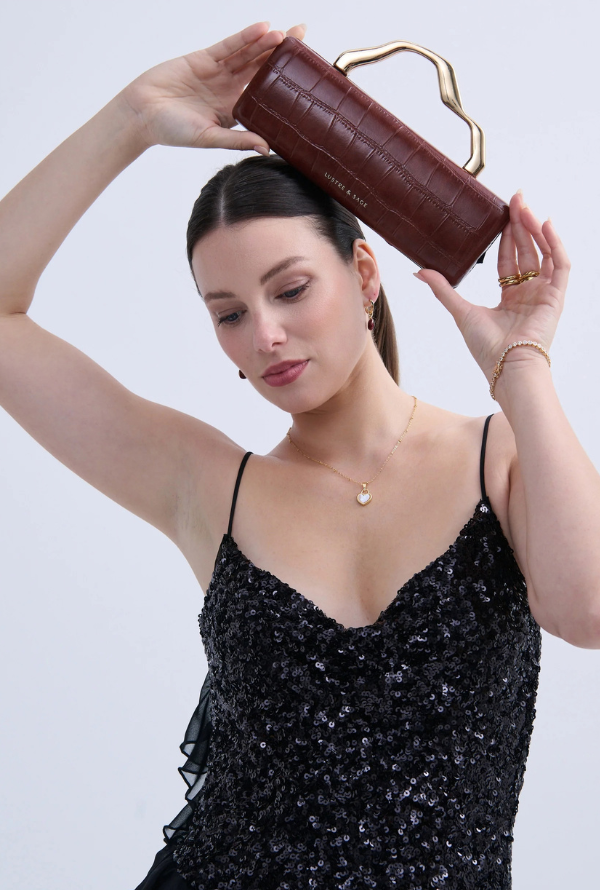 Maison Croc Clutch - Chocolate