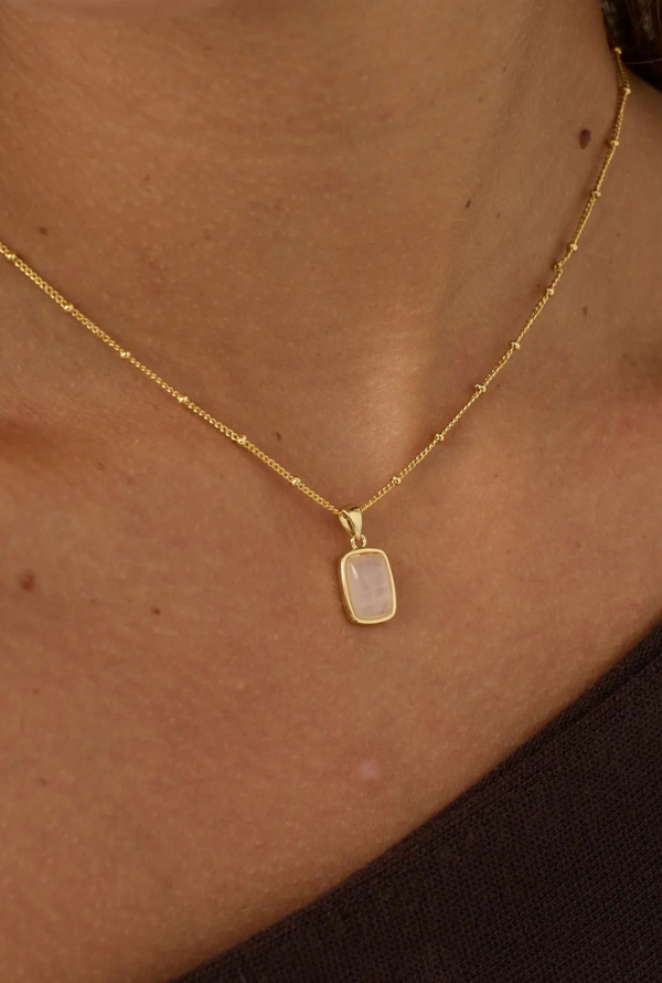 Ophelia Rose Quartz Necklace - Gold