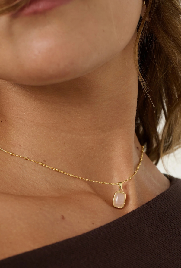Ophelia Rose Quartz Necklace - Gold